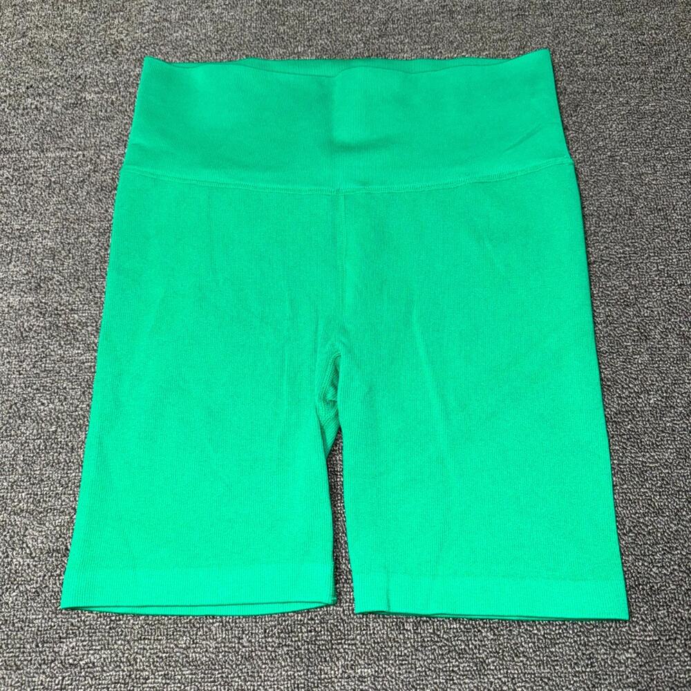 Love & Sports Seamless Biker Shorts Womens Large 12-14 Green Stretch 6" Inseam